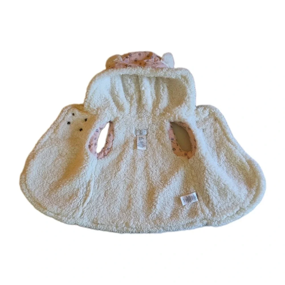 Aspen Kids Pink Floral Corduroy Hooded Vest Girls Sz 24M Sherpa Fleece Bear Ears